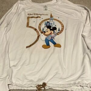 Disney XL 50th Anniversary White Long Sleeve Tee with Mickey Mouse